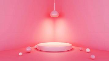 Pink product podium with a Lamp for 3d product display and showcase photo