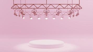 Pink 3d podium Background with studio spotlights for product display and showcase photo