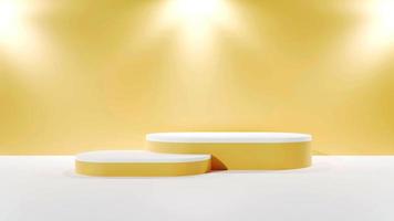 Mockup orange abstract podium stage for product presentation 3d background rendering photo