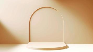 Mockup brown abstract podium stage for product showcase 3d background rendering photo