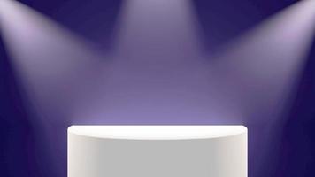 Purple 3d podium with spotlights for product display and showcase photo