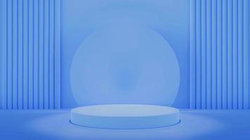 Mockup blue abstract podium stage for product presentation 3d background rendering photo