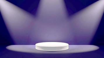 Purple 3d podium with spotlights for product display and showcase photo