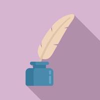 Notary feather pen icon, flat style vector