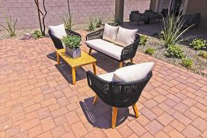 Wicker Patio Furniture On Pavers Patio photo