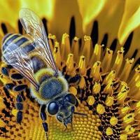 abeja sobre la flor de girasol foto