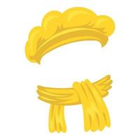 Autumn hat and scarf icon, cartoon style vector