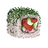 Sea plants sushi roll icon, cartoon style vector