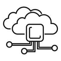 Ai data cloud icon, outline style vector