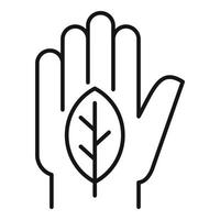 Keep leaf hand icon, outline style vector