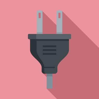 Electric plug icon, flat style
