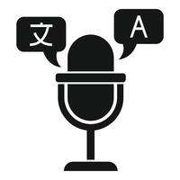Studio microphone translation icon, simple style vector