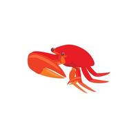 Red crab with big claws icon, cartoon style vector