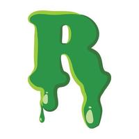 Letter R made of green slime vector