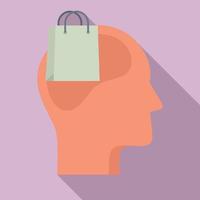 Shop bag neuromarketing icon, flat style vector