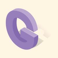 G letter in isometric 3d style with shadow vector