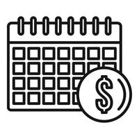 icono de calculadora de calendario, estilo de contorno vector