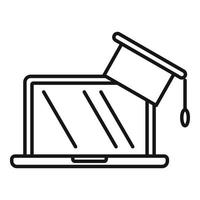 Laptop online learning icon, outline style vector