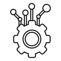 Gear machine learning icon, outline style vector