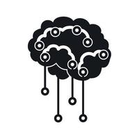 Sensors on human brain icon, simple style vector
