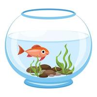 Aquarium algae fish icon, cartoon style vector