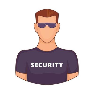 Security guard male icon, cartoon style