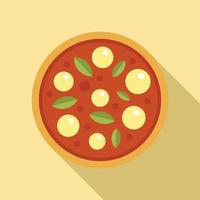 cena, pizza, cocinero, icono, plano, estilo vector