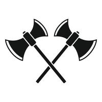 Medieval crossed axe icon, simple style vector