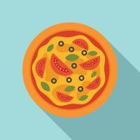 icono de pizza de tomate fresco, estilo plano vector