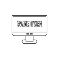 Game over text on the screen icon, outline style vector