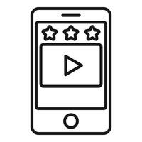 Mobile phone video app icon, outline style vector