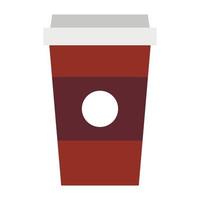 Brown Paper cup of coffee icon, flat style vector