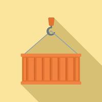 Port cargo container icon, flat style vector