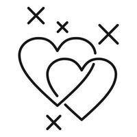 Affection cute hearts icon, outline style vector