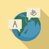 Global foreign language icon, flat style vector