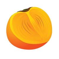 Half persimmon icon, cartoon style vector