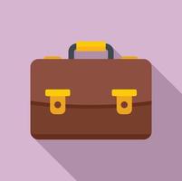 Tutor leather bag icon, flat style vector