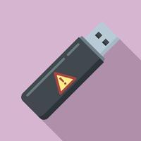 icono de flash usb de fraude, estilo plano vector