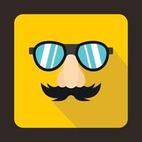 Comedy fake nose mustache, eyebrows, glasses icon vector