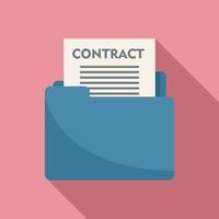 Notary mail contract icon, flat style vector