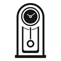 Wooden pendulum clock icon, simple style vector