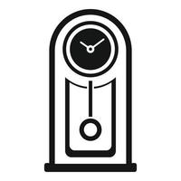 Wooden pendulum clock icon, simple style vector