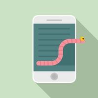 Smartphone fraud worm icon, flat style vector