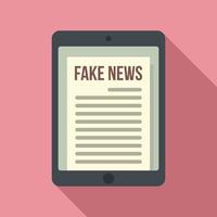 Tablet fake news icon, flat style vector