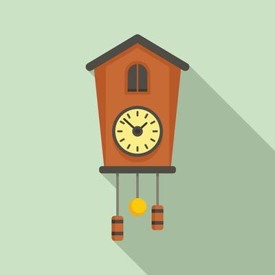 Bird pendulum clock icon, flat style