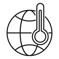 icono de temperatura global alta, estilo de esquema vector