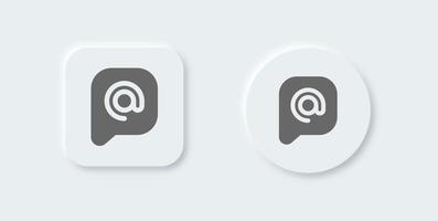 Mention solid icon in neomorphic design style. Tag signs vector illustration.