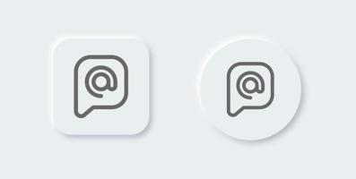 Mention line icon in neomorphic design style. Tag signs vector illustration.