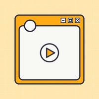 Square video player for social media application interface. Short video mockup in retro design style. vector