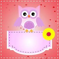 cartoon owl and blank banner birthday card vector